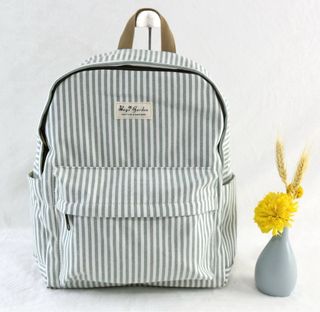 Mochila Bags Garden Algodón Rayas Rosas y Blancas