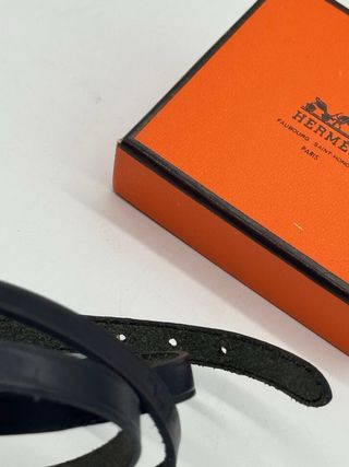 Pulsera Hermes Doble Vuelta H Negra Plata