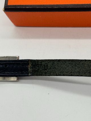 Pulsera Hermes Doble Vuelta H Negra Plata