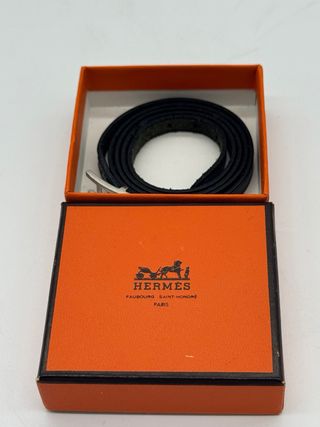 Pulsera Hermes Doble Vuelta H Negra Plata