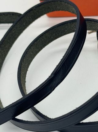 Pulsera Hermes Doble Vuelta H Negra Plata