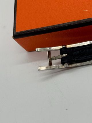 Pulsera Hermes Doble Vuelta H Negra Plata