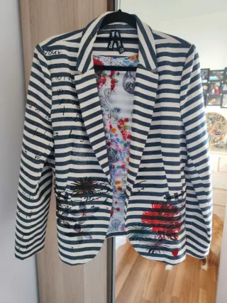 Americana Desigual Rayas Flores