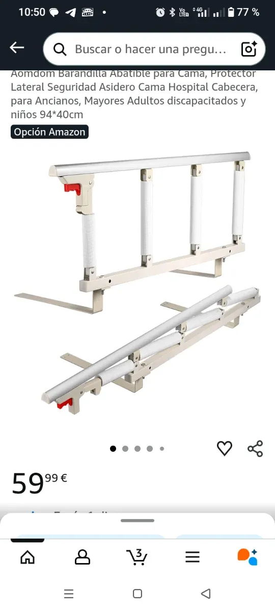 Ringhiera ribaltabile per letto