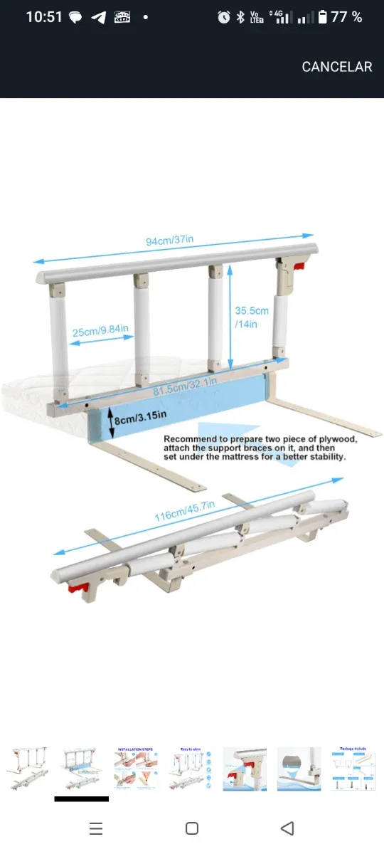 Ringhiera ribaltabile per letto