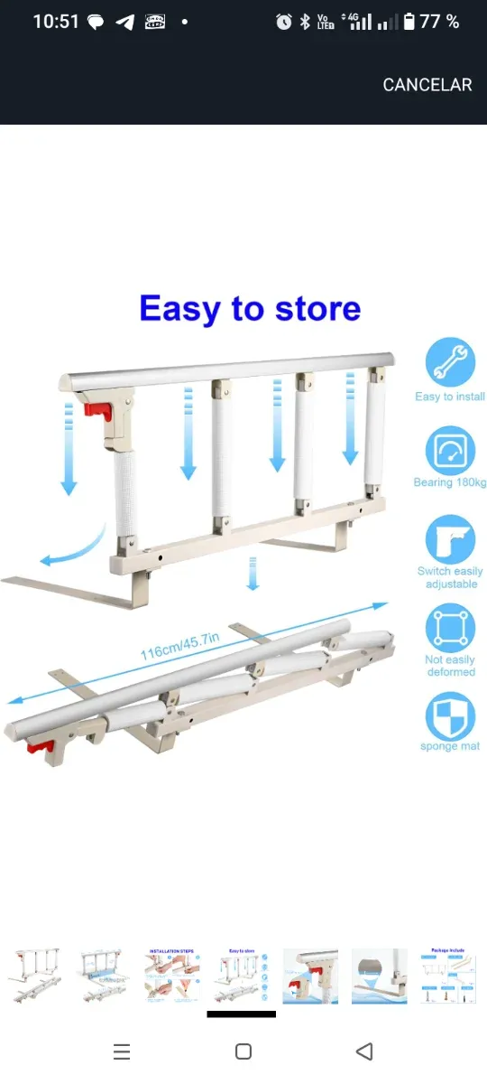 Ringhiera ribaltabile per letto