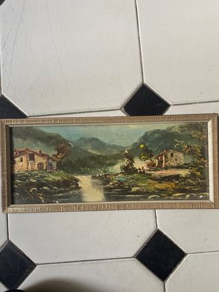 Cuadro paisaje marco dorado