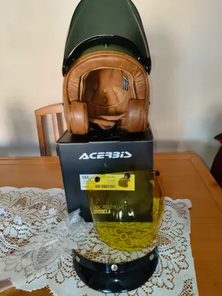Casco de moto vintage verde