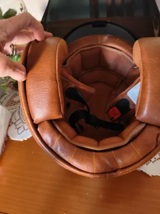 Casco de moto vintage verde