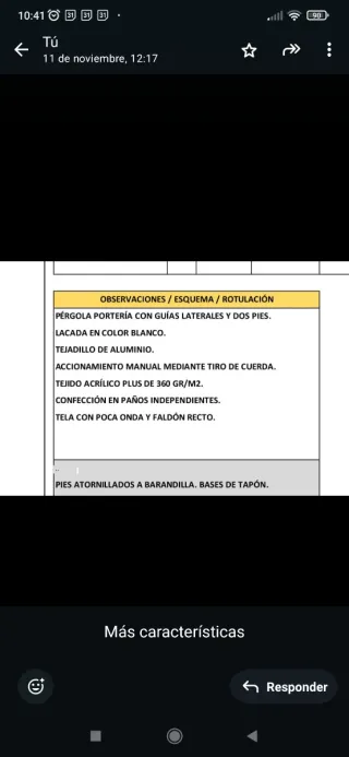 Toldo plano. Pérgola. SIN ESTRENAR. Escucho oferta