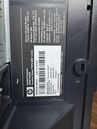 Monitor HP L1950 Plata y Negro