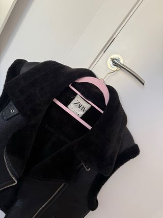 Chaleco Zara Negro Piel Sintética Borreguito