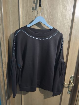 sudadera con flecos marrón