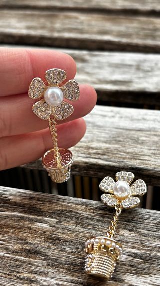 Pendientes Chanel Flor Perla y Diamantes