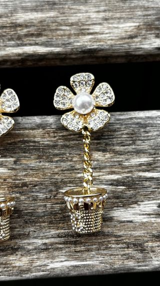 Pendientes Chanel Flor Perla y Diamantes