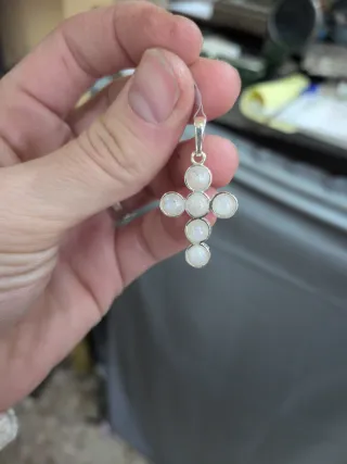 Colgante Cruz Plata Piedra Luna