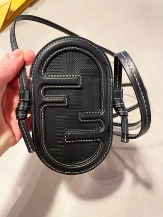 Black Leather Fendi O´Lock Phone Pouch
