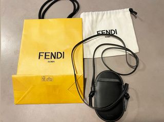 Black Leather Fendi O´Lock Phone Pouch