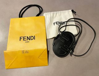 Black Leather Fendi O´Lock Phone Pouch