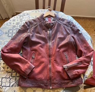 Chaqueta Cuero Granate Degradado