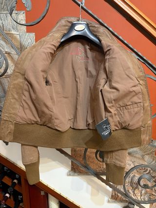 Giubbino bomber vera pelle vintage marrone