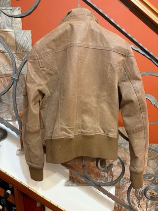 Giubbino bomber vera pelle vintage marrone