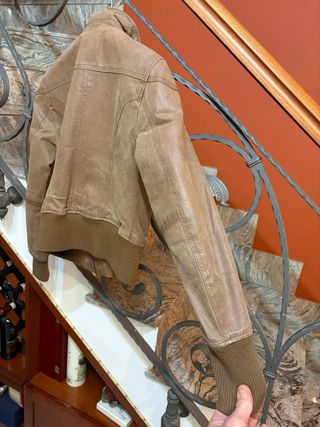 Giubbino bomber vera pelle vintage marrone