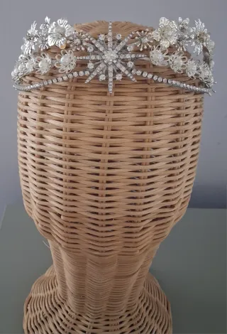 Tiara Novia Plata y Perlas