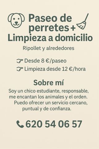 Paseo de perros y limpieza a domicilio