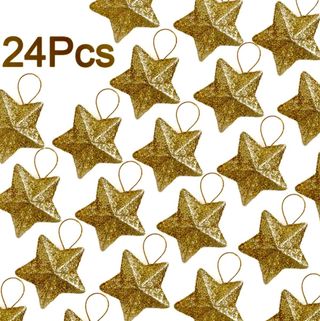 Lote 24 Estrellas Doradas Adorno Árbol Navidad