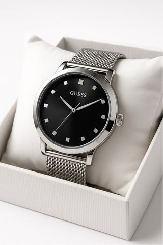 Reloj Guess Negro y Plateado Malla