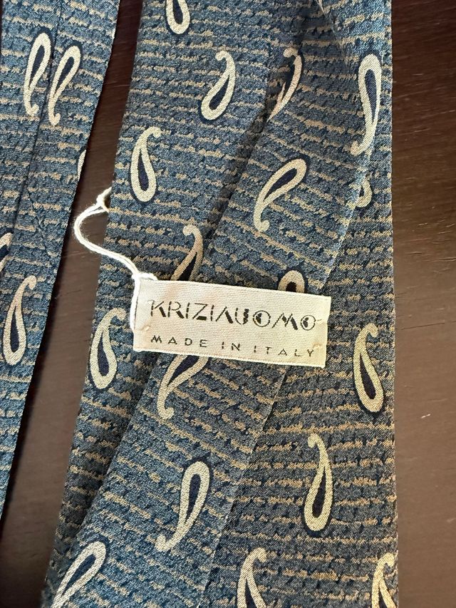 Corbata Krizia Uomo Paisley Azul Beige