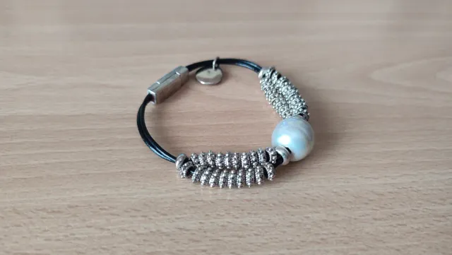 Pulsera Zamak y Perla Blanca