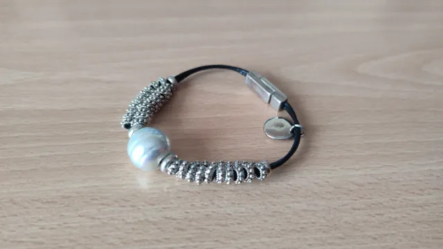 Pulsera Zamak y Perla Blanca
