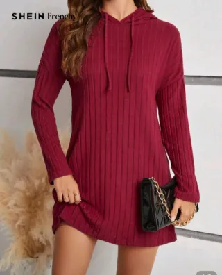 Vestido suéter SHEIN Frenchy burdeos
