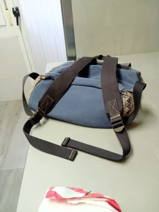 Mochila tela DOUGUYAN azul y beige