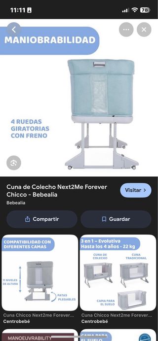 Cuna Next to Me Forever. Chicco.