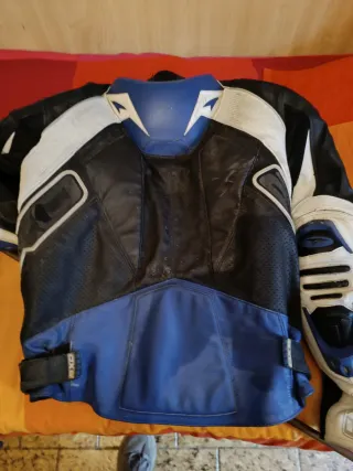 Giacca Moto Pelle Axo Blu/Nero