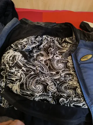 Giacca Moto Pelle Axo Blu/Nero