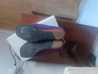 Zapatos Castañer ante morado cuña talla 39