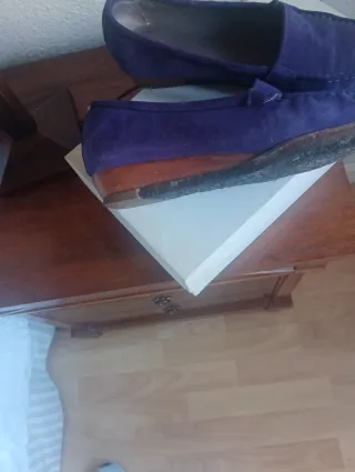 Zapatos Castañer ante morado cuña talla 39