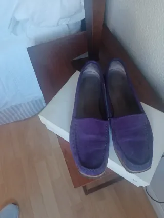 Zapatos Castañer ante morado cuña talla 39