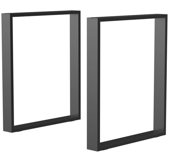 Gambe per Tavolo da Pranzo in Metallo Nero 2 Pezzi