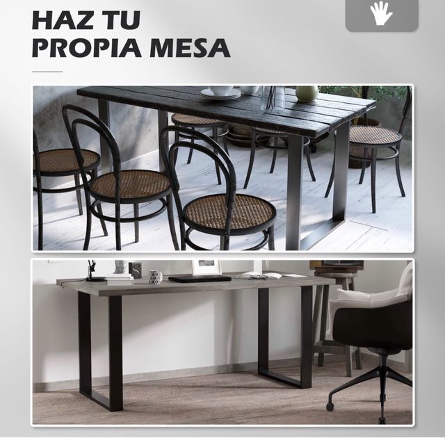 Gambe per Tavolo da Pranzo in Metallo Nero 2 Pezzi