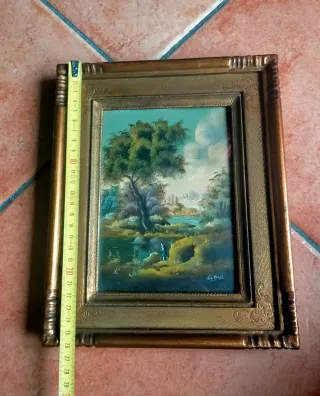 Dipinto classico Paesaggio olio su Rame Van Heris