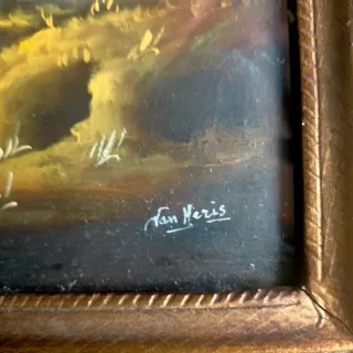 Dipinto classico Paesaggio olio su Rame Van Heris