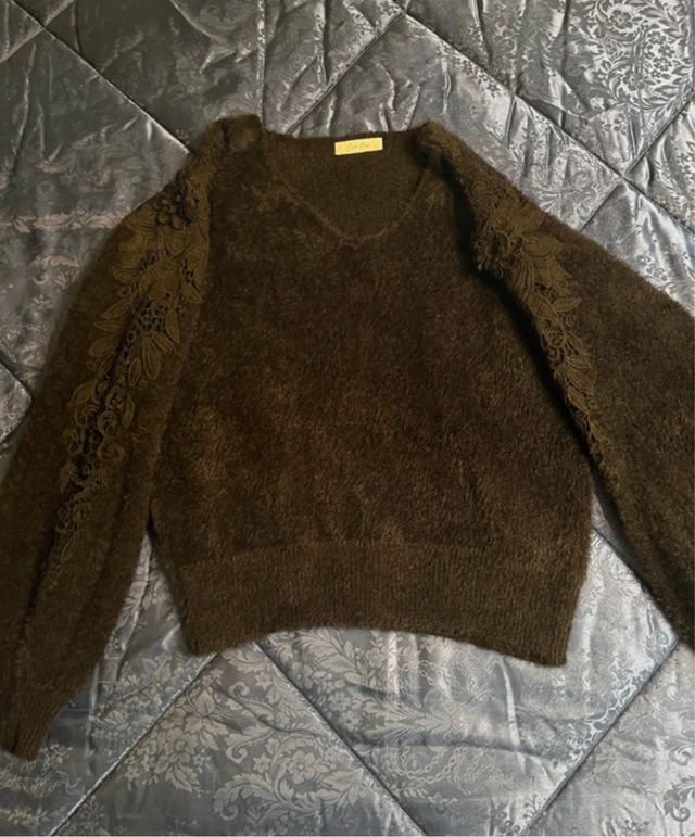 Maglione pelliccia sintetica marrone