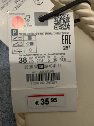 Chanclas Zara Beige Talla 38