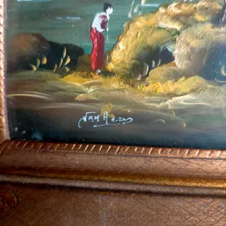 Dipinto olio su rame Van Heris