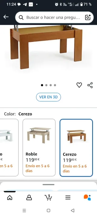 Mesa centro elevable cerezo